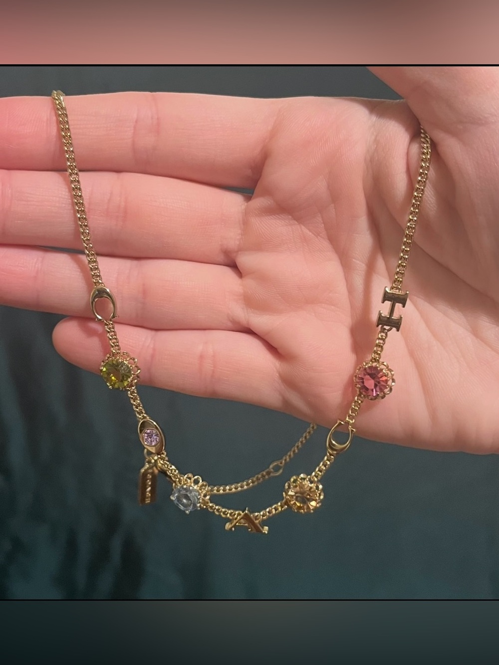 Coach Multicolored Rhinestone Necklace - Picture 2 of 4
